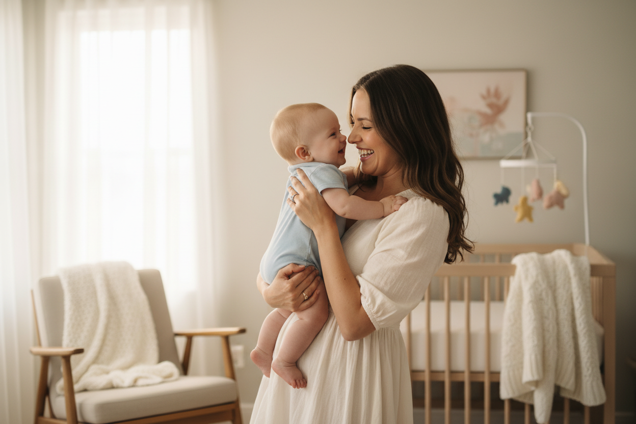 Maman et bébé heureux